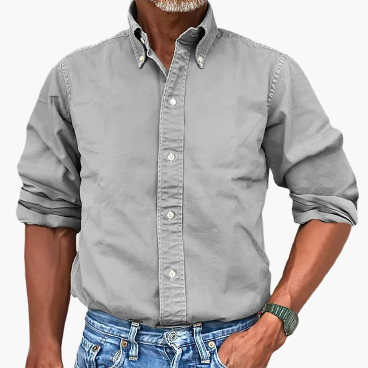 Washed Long Sleeve Button Shirt for Men