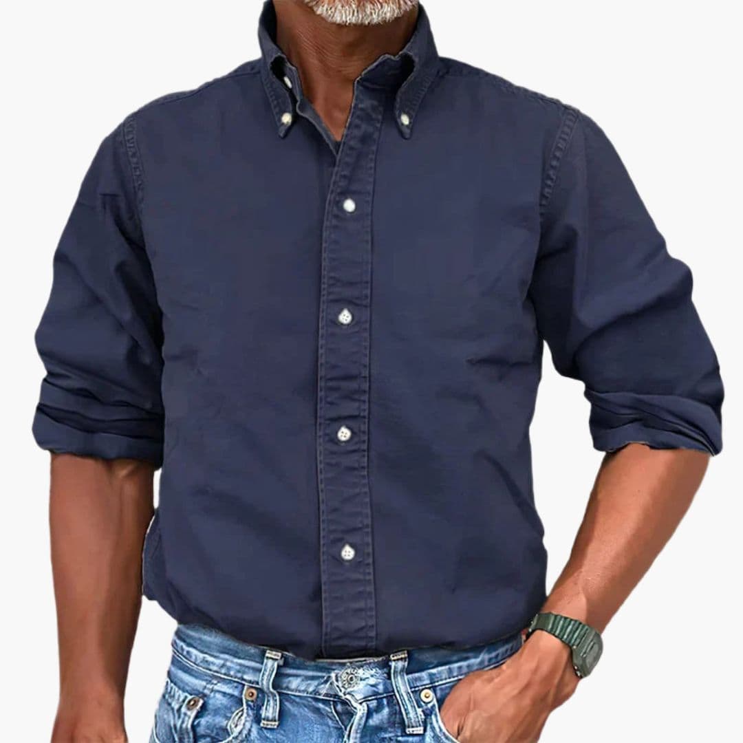 Washed Long Sleeve Button Shirt for Men