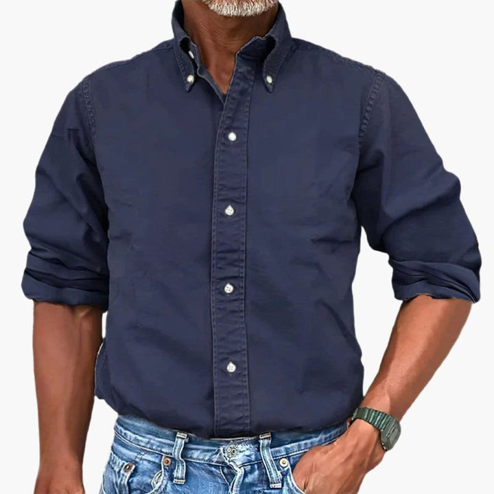 Washed Long Sleeve Button Shirt for Men