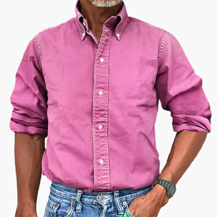 Washed Long Sleeve Button Shirt for Men