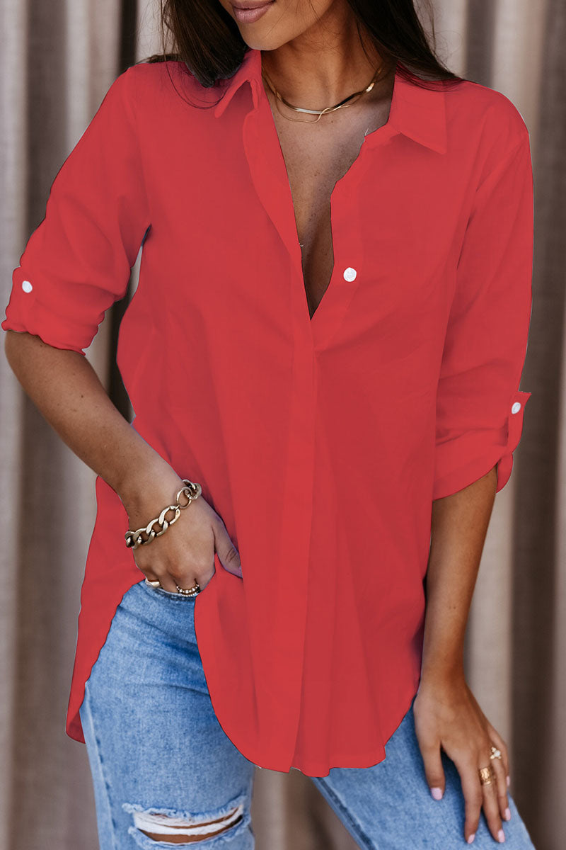 Oversized Long Sleeve Button-Up Shirt for Women