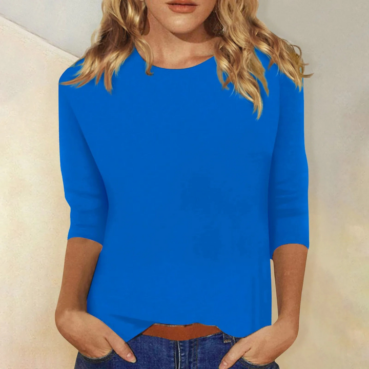 Relaxed Fit Long Sleeve Round Neck Top for Women