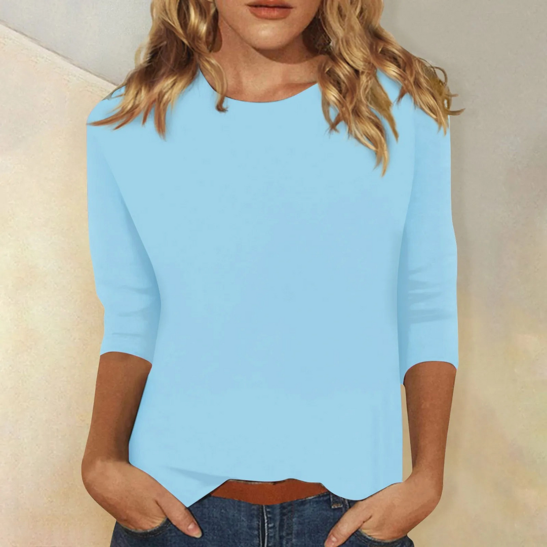 Relaxed Fit Long Sleeve Round Neck Top for Women