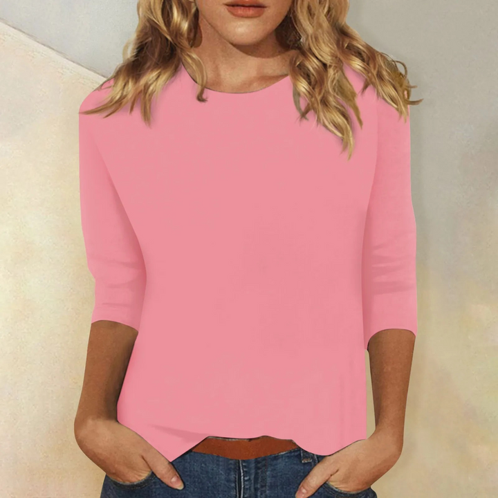 Relaxed Fit Long Sleeve Round Neck Top for Women