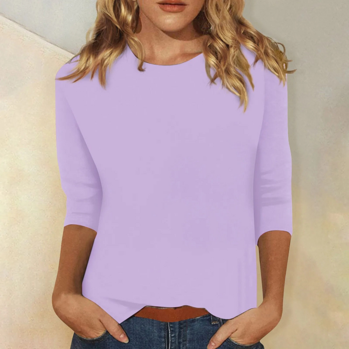 Relaxed Fit Long Sleeve Round Neck Top for Women
