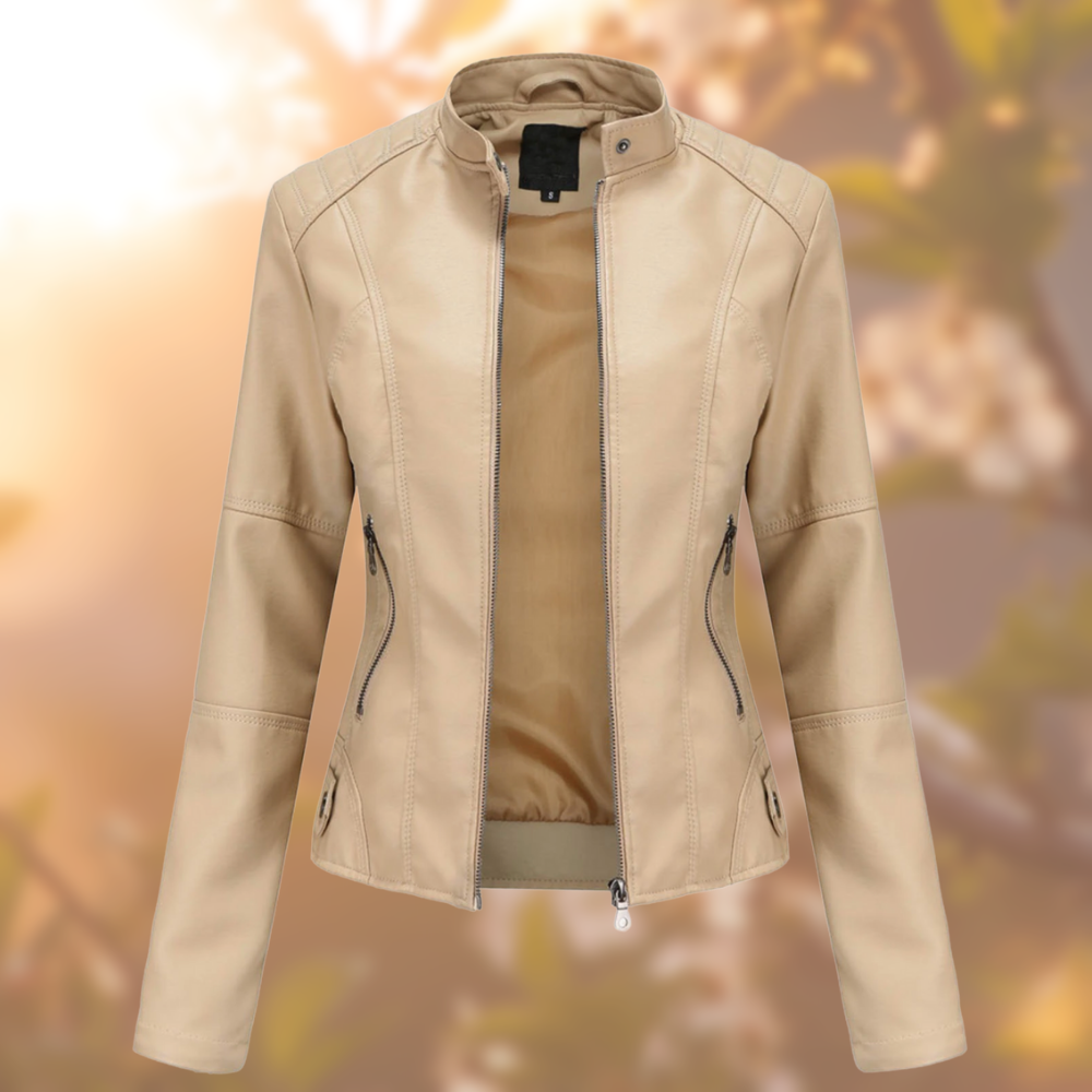 Fitted Faux Leather Jacket for Women