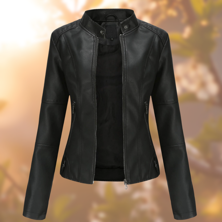 Fitted Faux Leather Jacket for Women