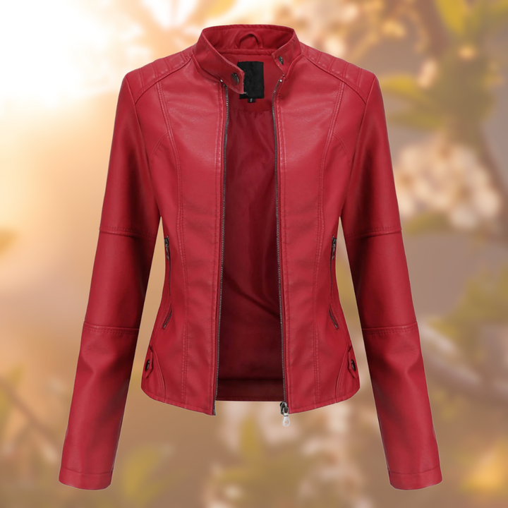 Fitted Faux Leather Jacket for Women
