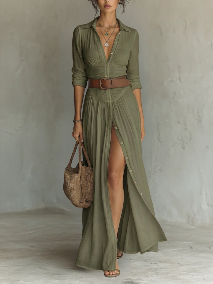 Button-Front Shirt Maxi Dress for Women