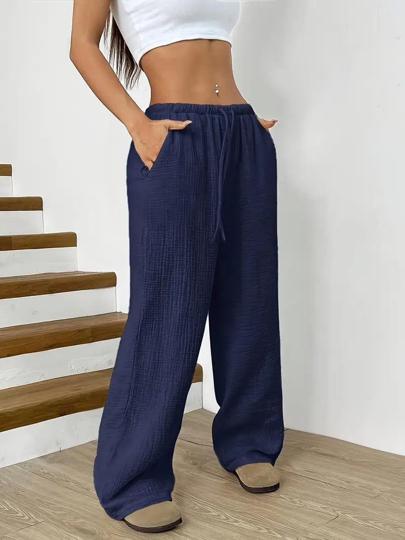 Drawstring Wide-Leg Pants for Women