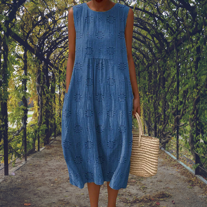 Polka Dot Cotton Midi Dress for Women