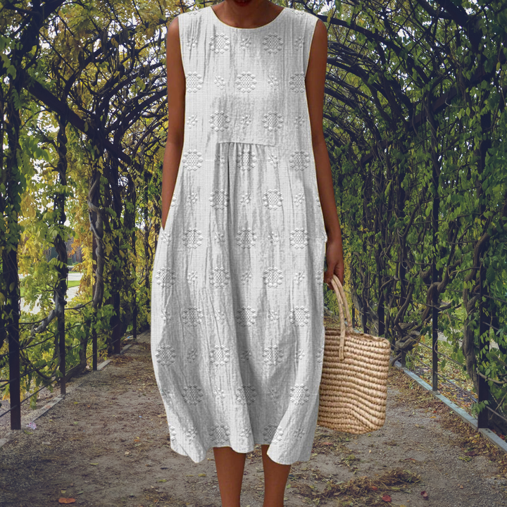 Polka Dot Cotton Midi Dress for Women