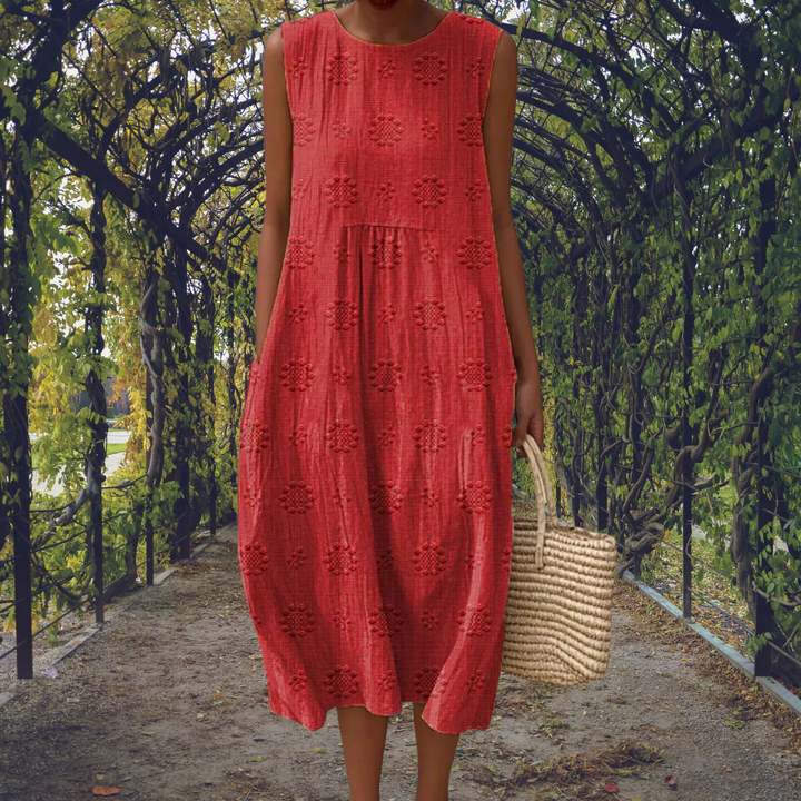 Polka Dot Cotton Midi Dress for Women