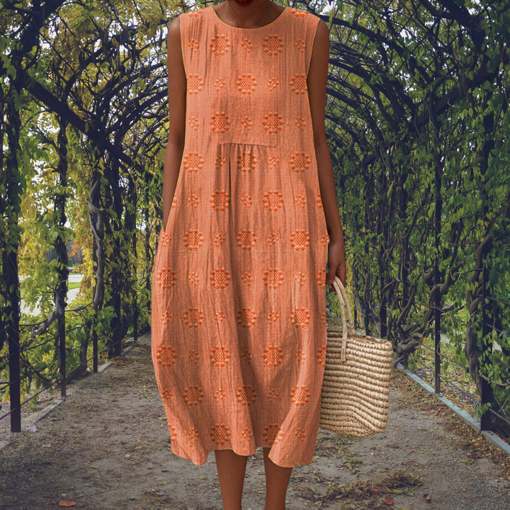 Polka Dot Cotton Midi Dress for Women