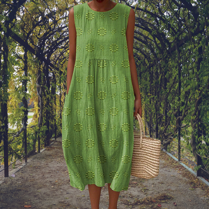 Polka Dot Cotton Midi Dress for Women