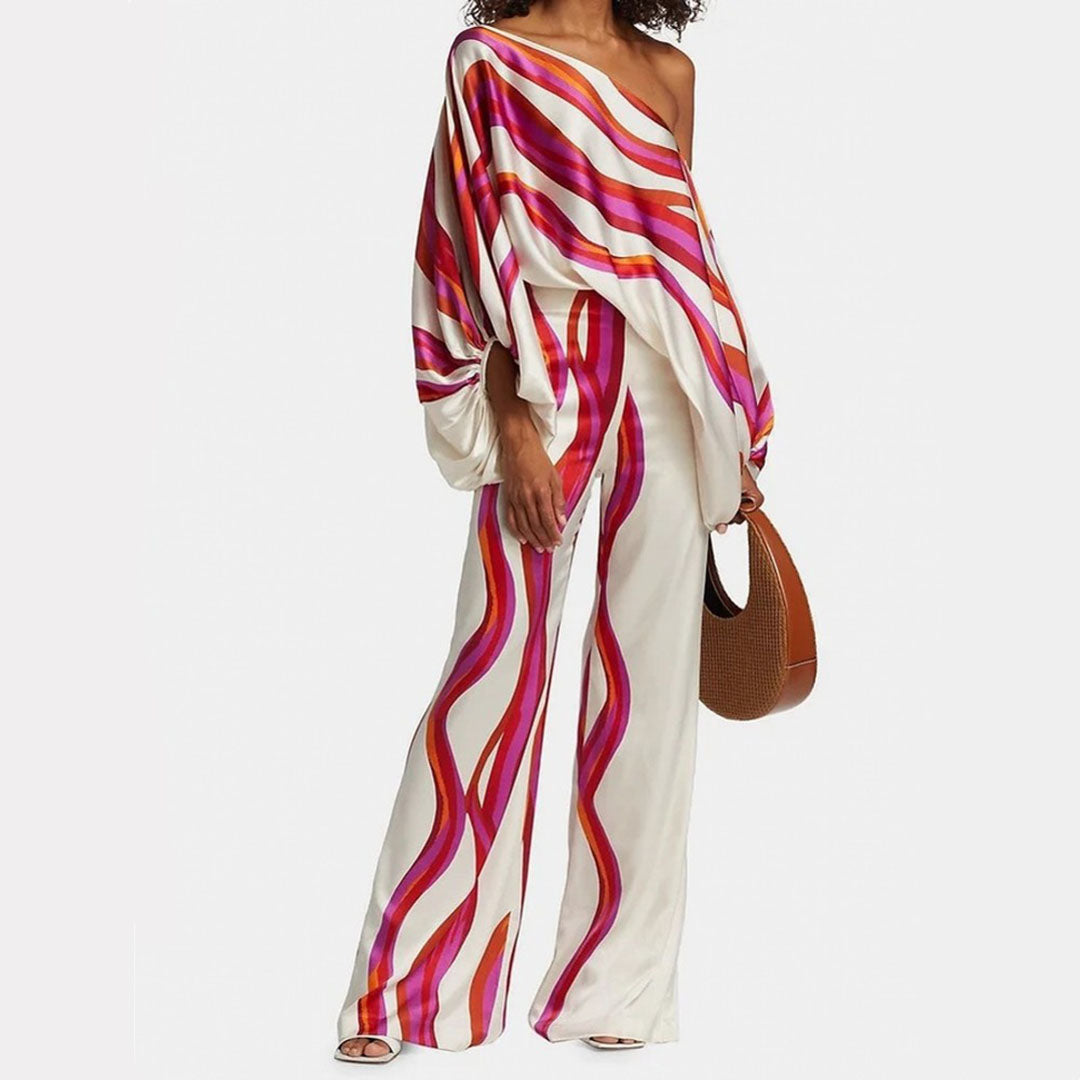 One-Shoulder Top and Wide-Leg Set for Women