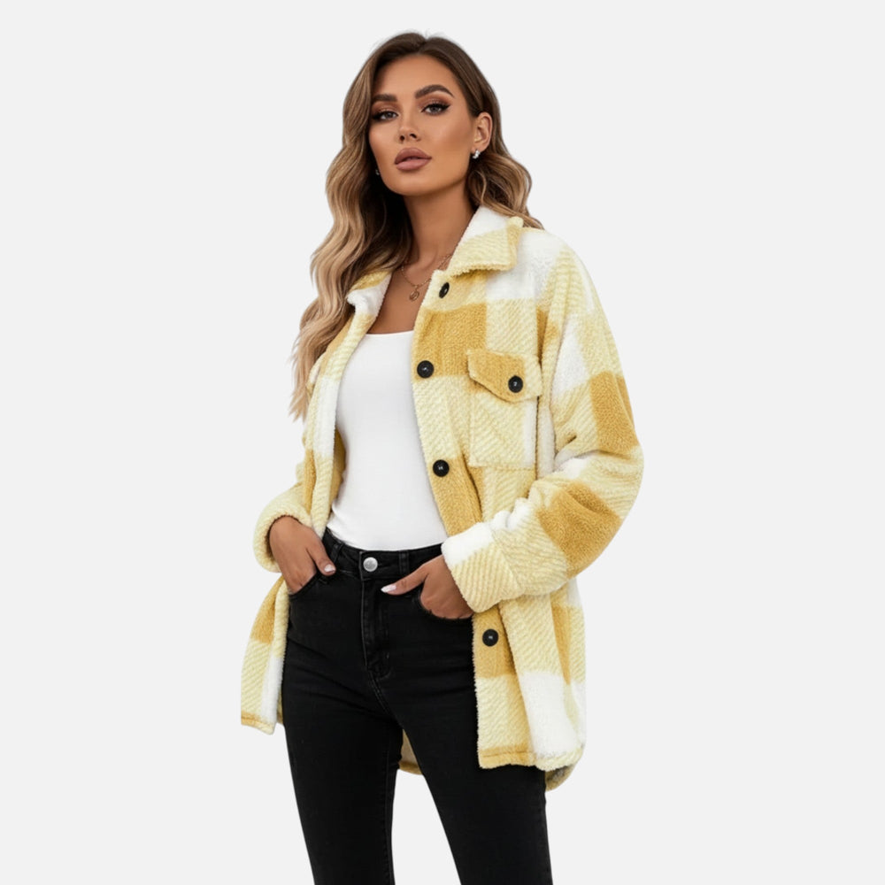 Plaid Oversized Button-Up Shacket for Women