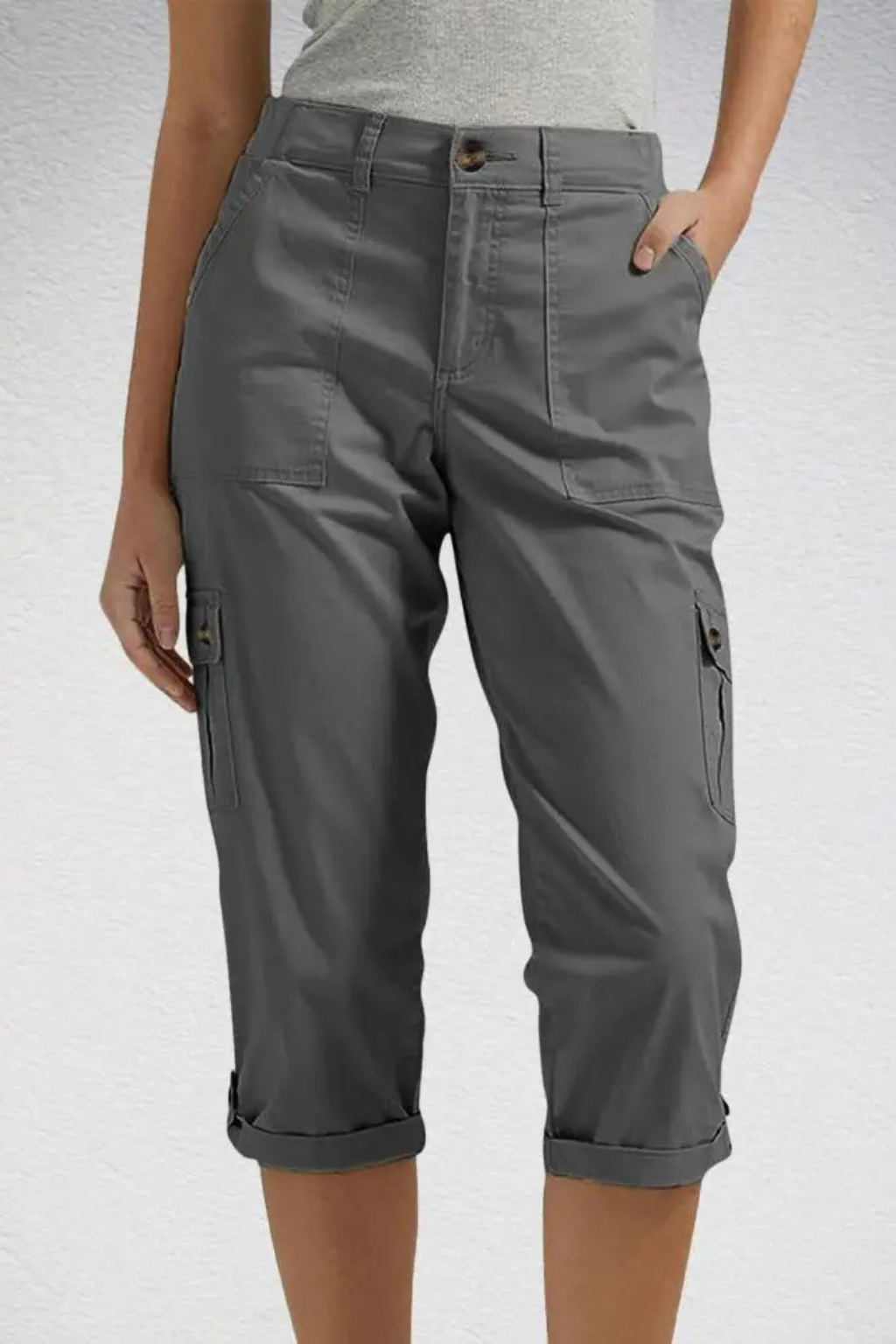 Cropped Cargo Pocket Pants for Women