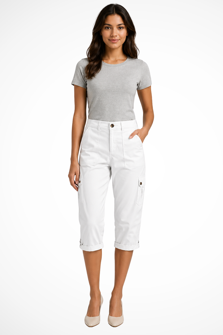 Cropped Cargo Pocket Pants for Women