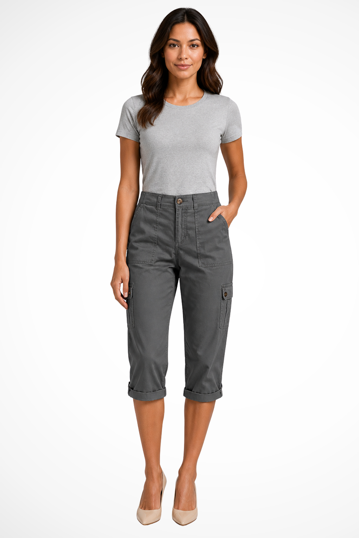 Cropped Cargo Pocket Pants for Women