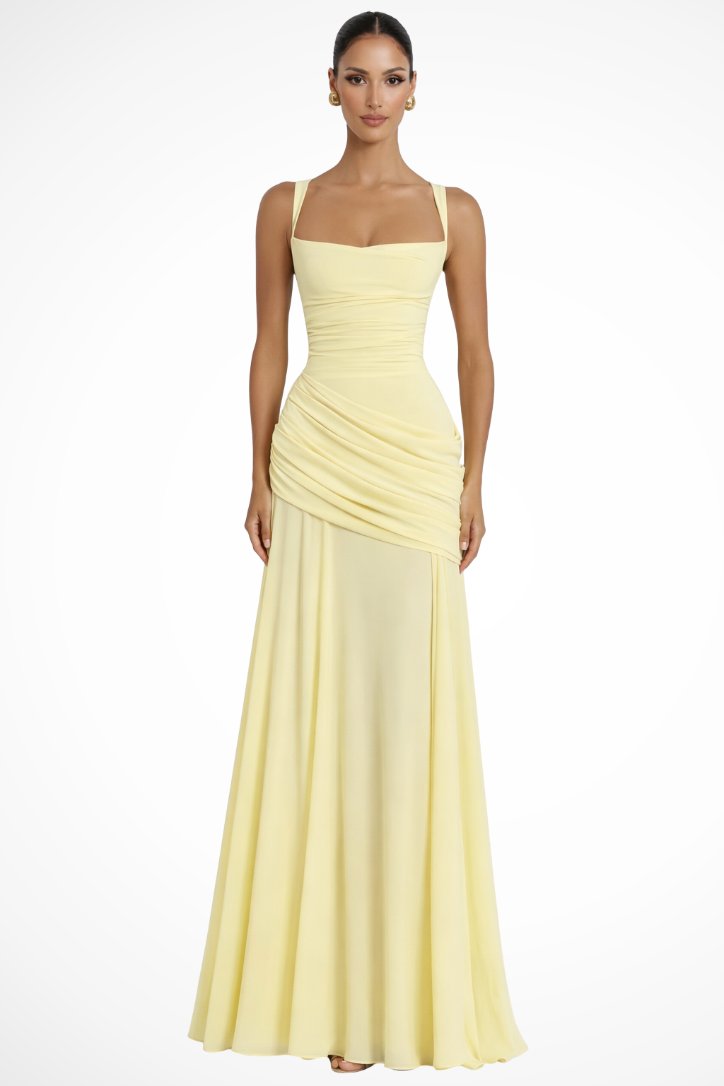 Square Neck Flared Maxi Dress for Women