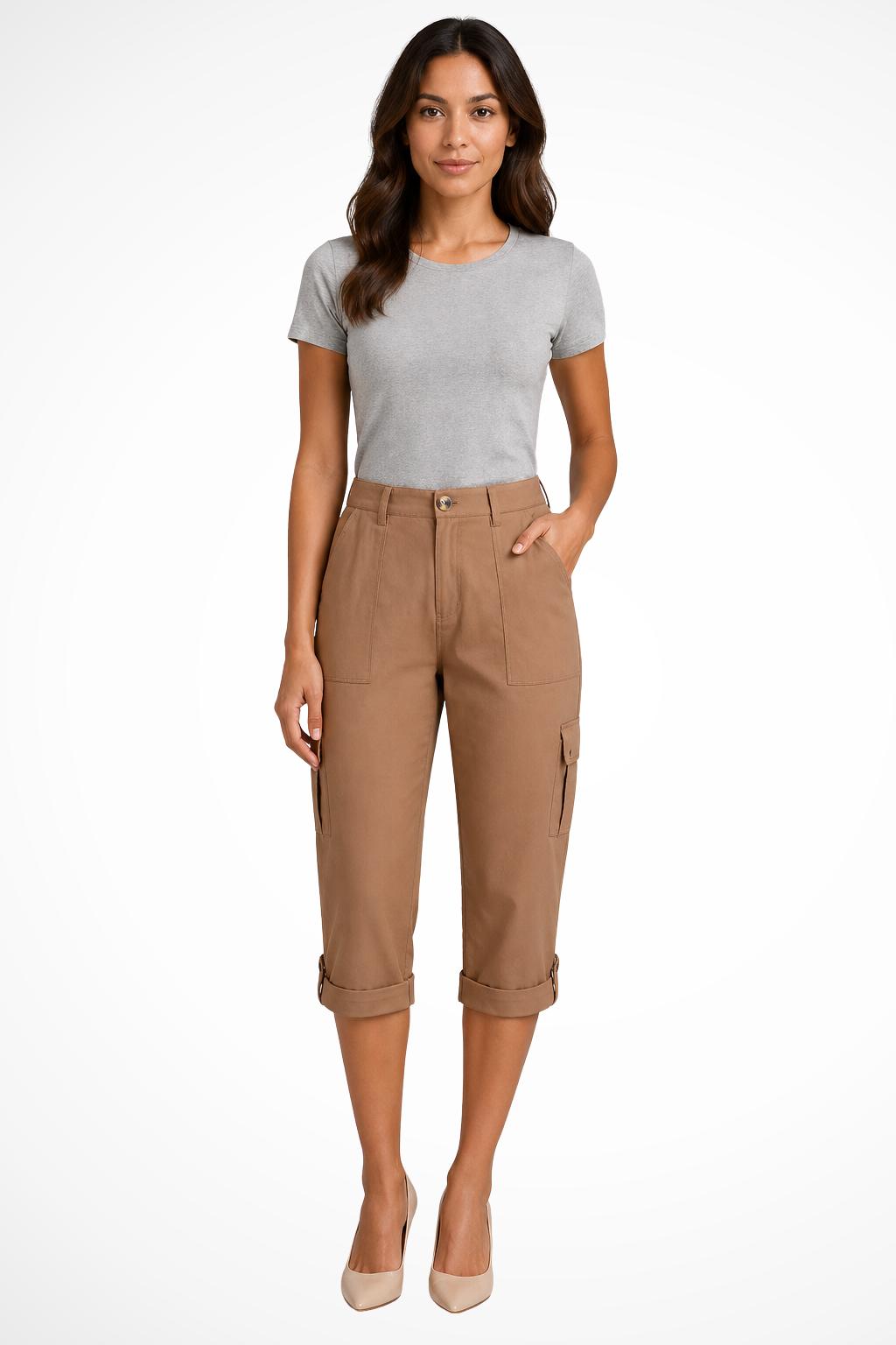 Cropped Cargo Pocket Pants for Women