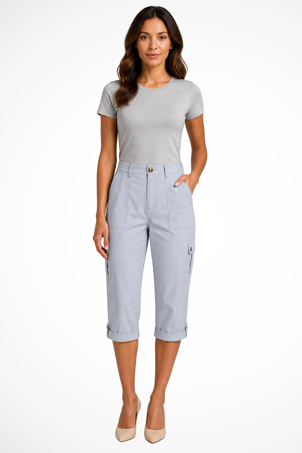 Cropped Cargo Pocket Pants for Women