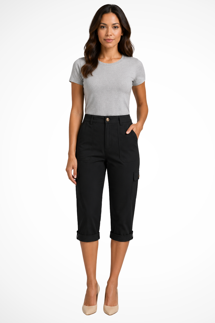 Cropped Cargo Pocket Pants for Women