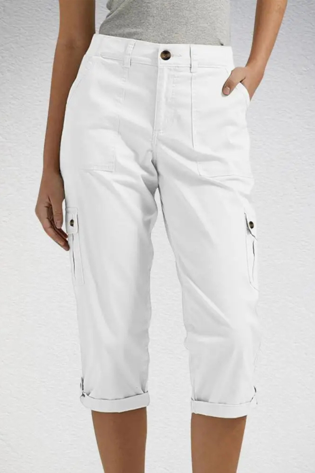 Cropped Cargo Pocket Pants for Women