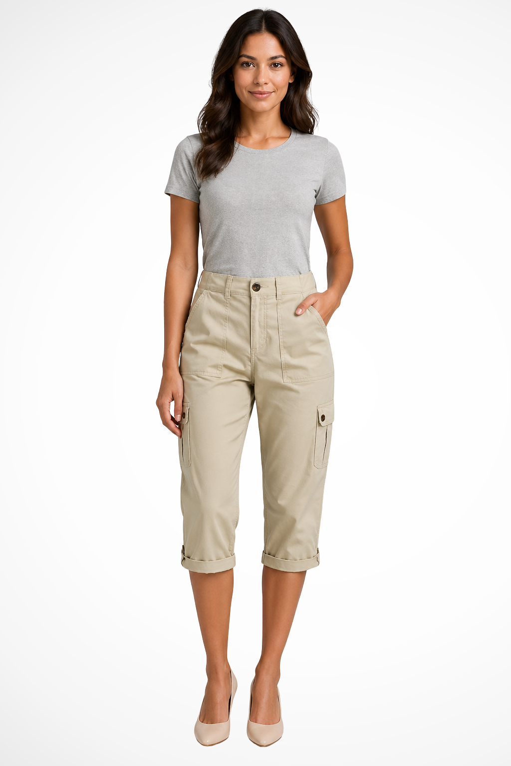 Cropped Cargo Pocket Pants for Women