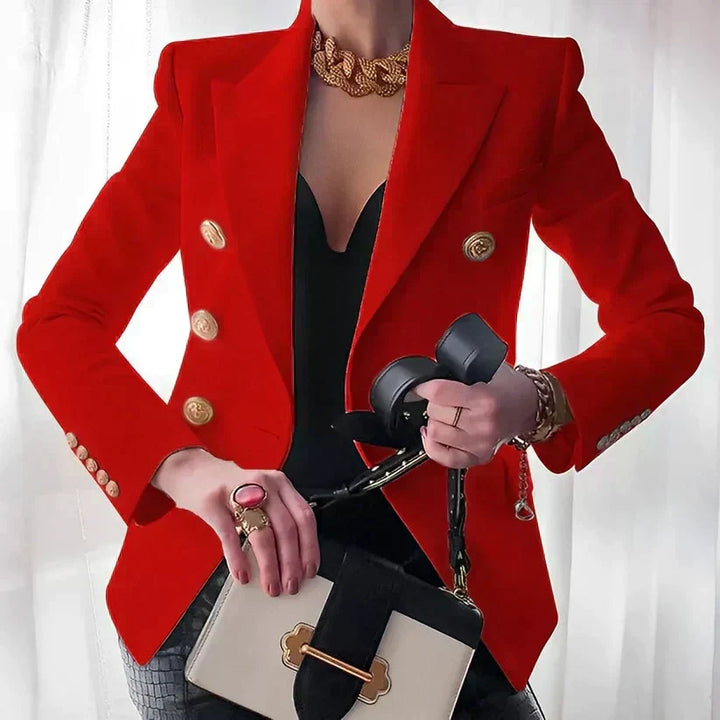 Double-Breasted Gold Button Blazer for Women