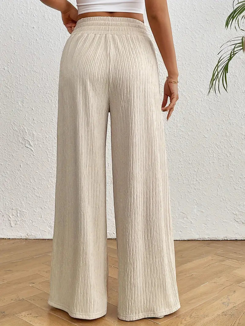 High Waist Wide Leg Drawstring Pants for Women