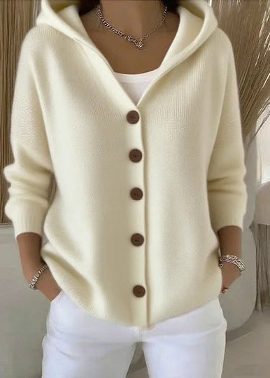 Hooded Button Knit Cardigan for Women