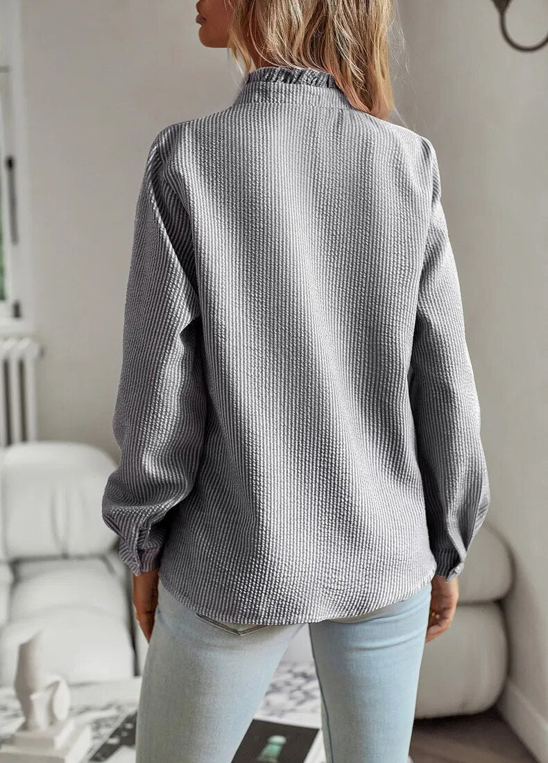Ruffle Front Button Blouse for Women