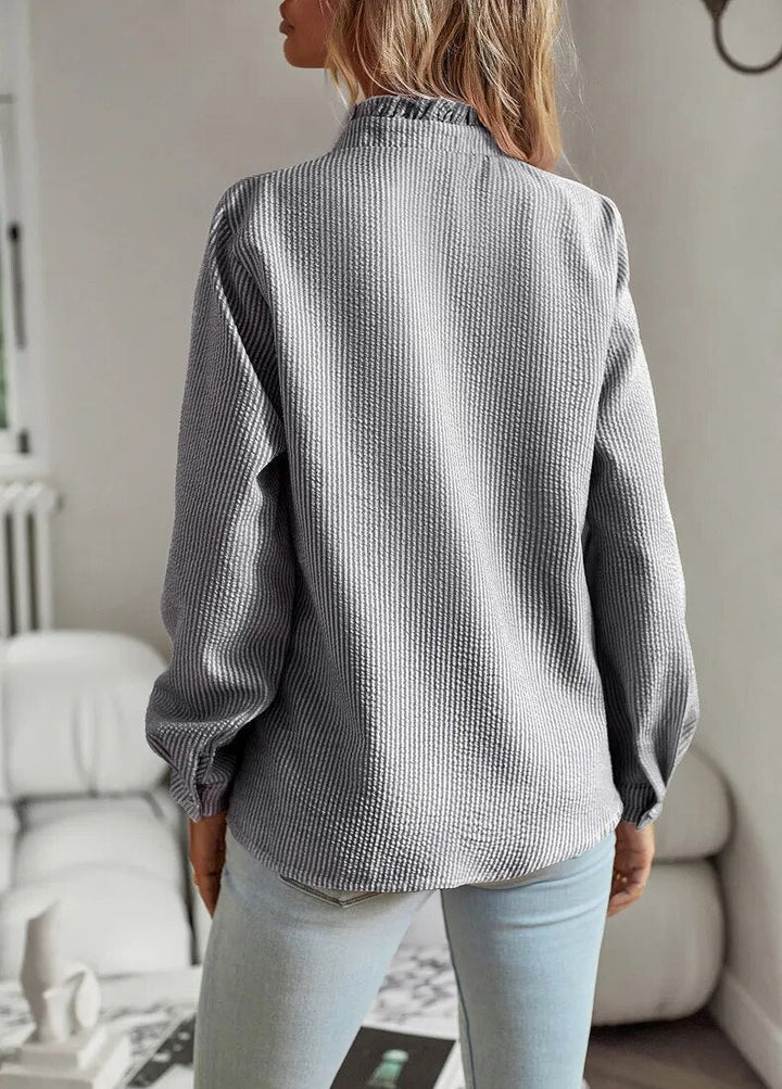 Ruffle Front Button Blouse for Women