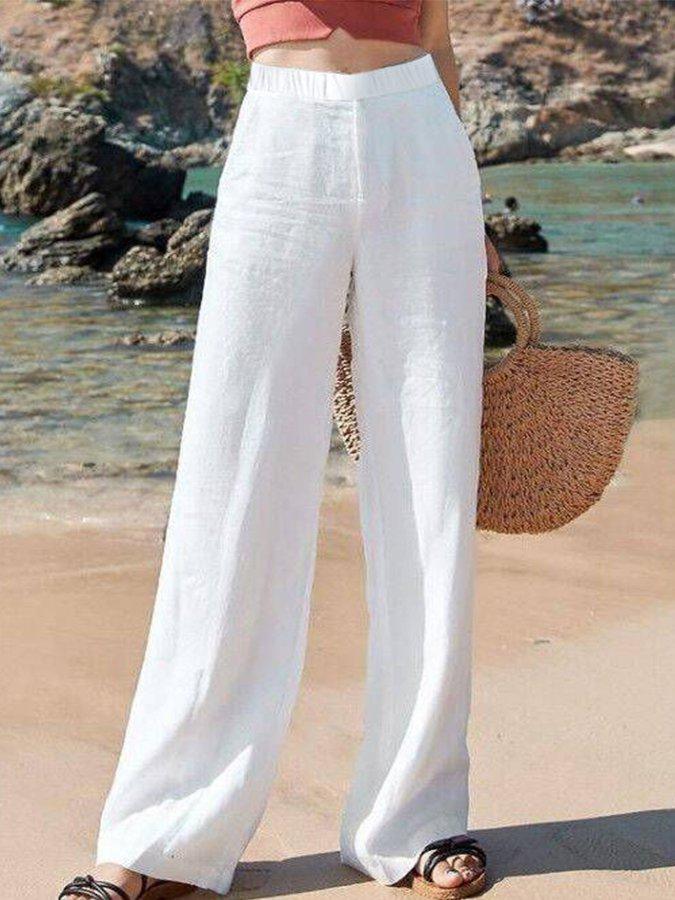 Wide-Leg Elastic Waist Trousers for Women