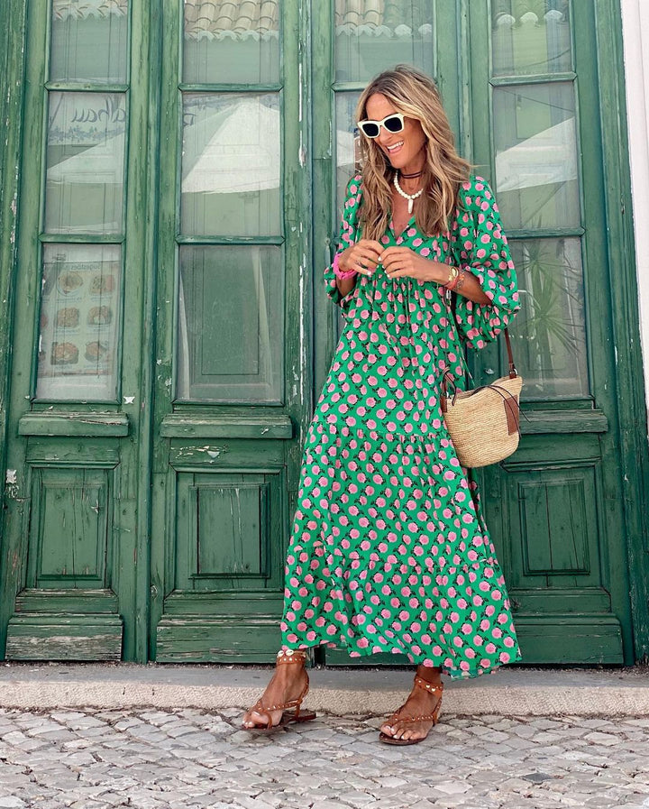 Floral Print Flowing Maxi Dress for Women