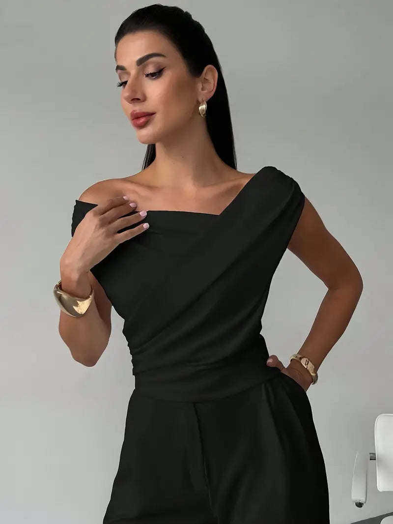 Draped One-Shoulder Top for Women