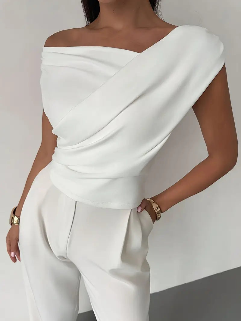 Draped One-Shoulder Top for Women