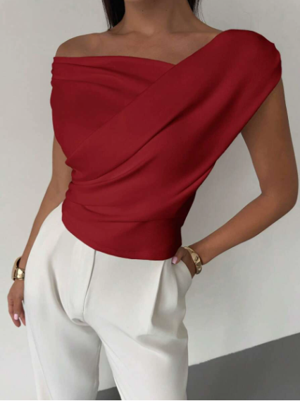 Draped One-Shoulder Top for Women