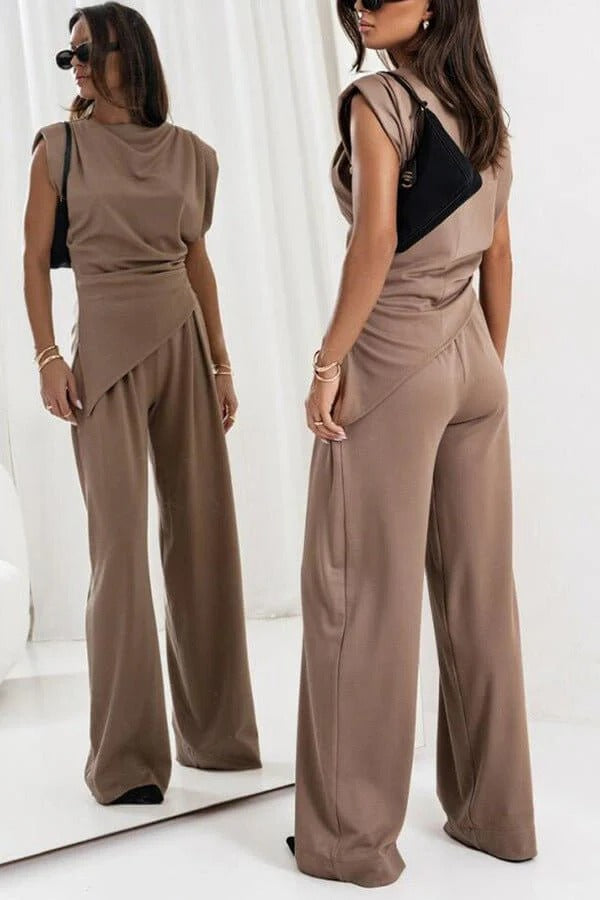 Draped Two-Piece Trouser Set for Women