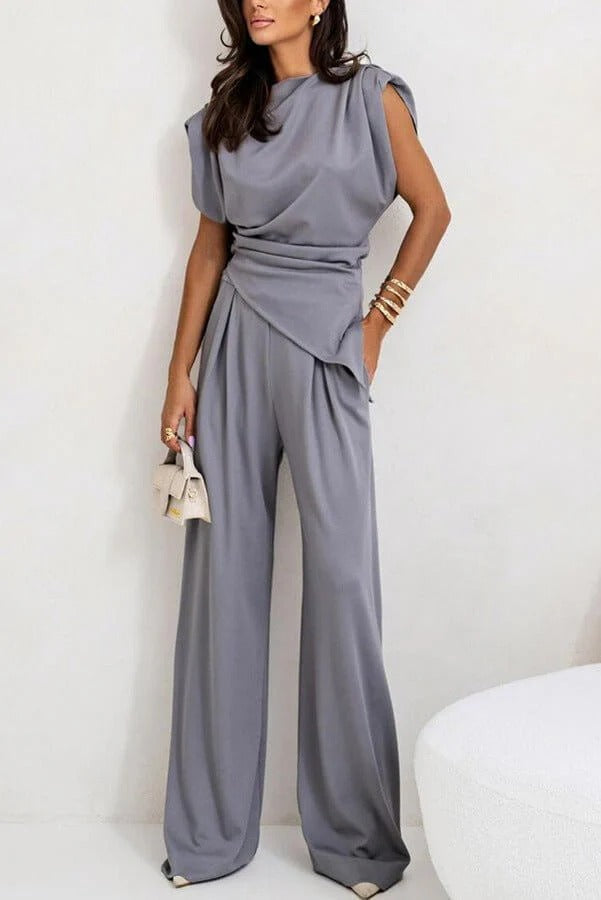 Draped Two-Piece Trouser Set for Women