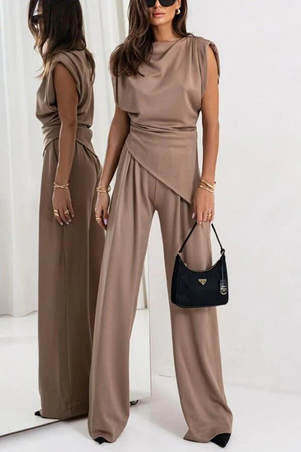 Draped Two-Piece Trouser Set for Women