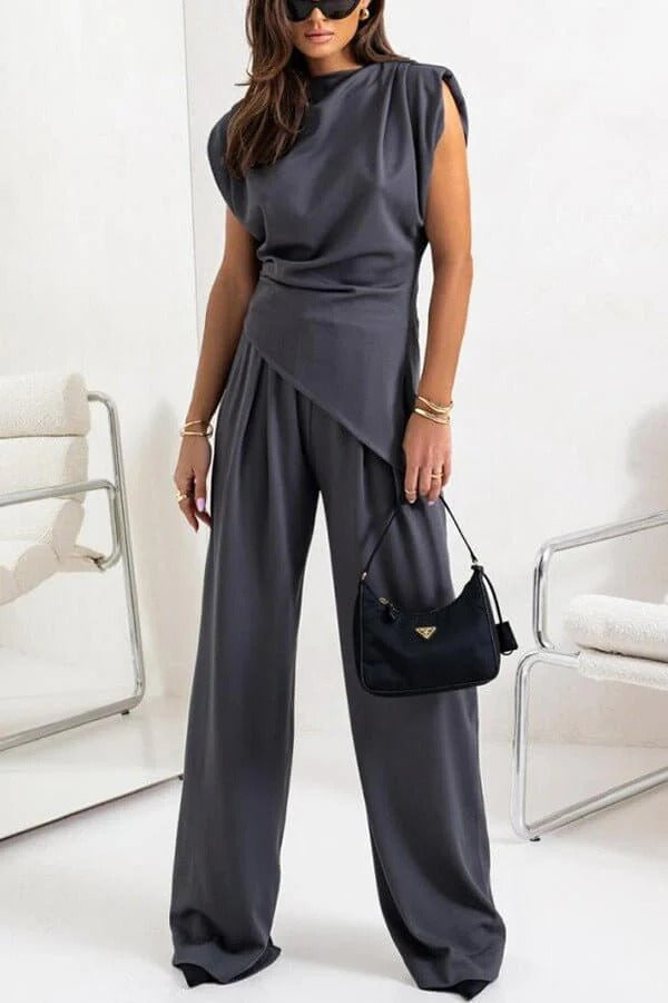 Draped Two-Piece Trouser Set for Women