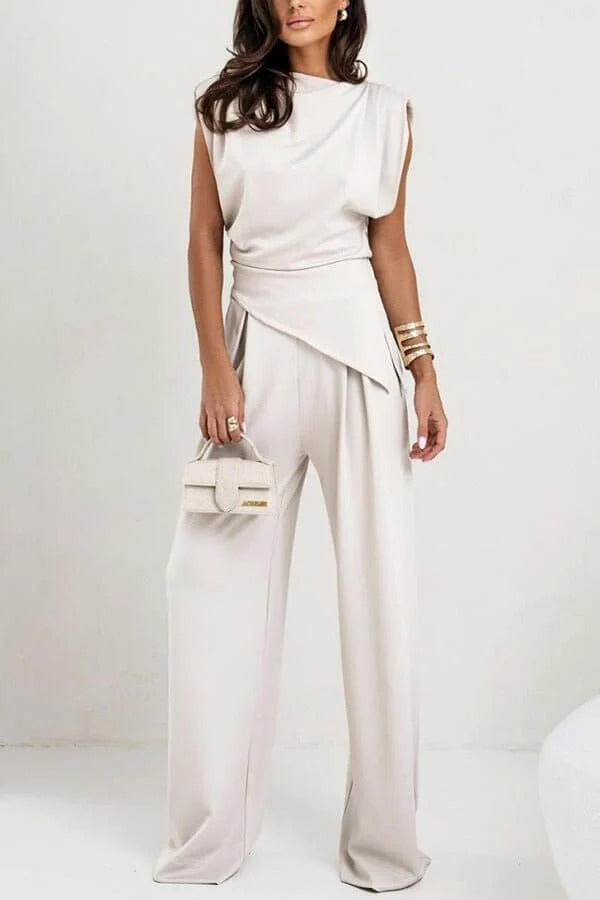 Draped Two-Piece Trouser Set for Women