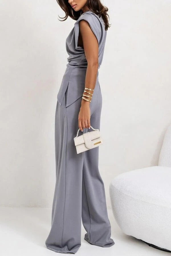 Draped Two-Piece Trouser Set for Women