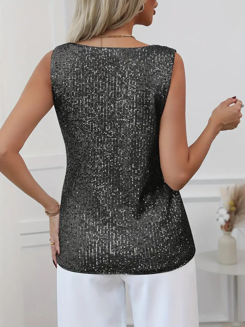 Sparkly V-Neck Top for Women