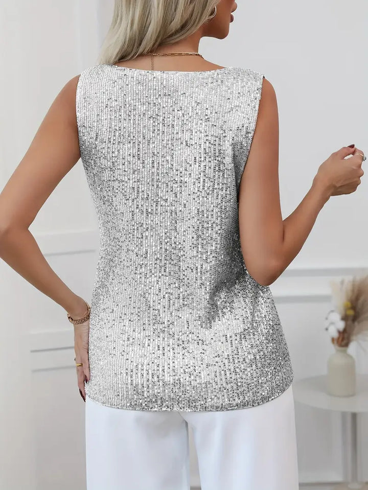 Sparkly V-Neck Top for Women