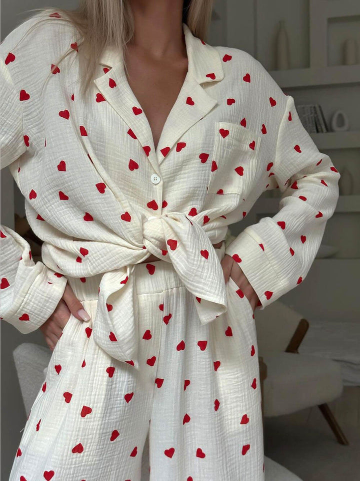 Heart Print Pyjama Set for Women