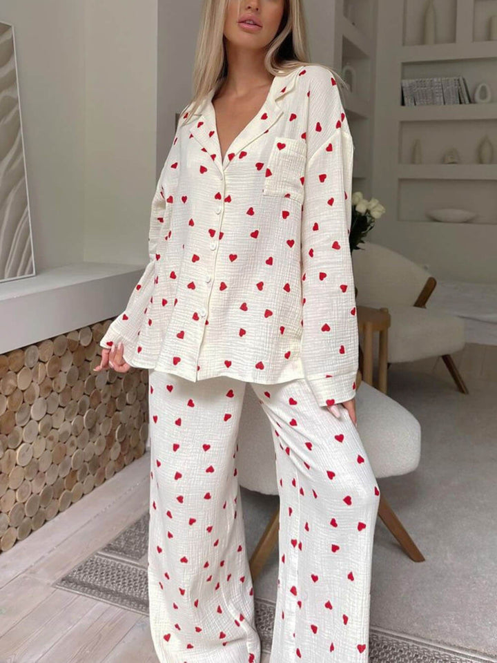 Heart Print Pyjama Set for Women